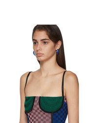Paolina Russo Pink And Green Illusion Knit Cropped Bustier Tank Top
