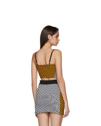 Paolina Russo Yellow And Red Illusion Knit Cropped Bustier Tank Top
