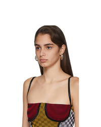 Paolina Russo Yellow And Red Illusion Knit Cropped Bustier Tank Top