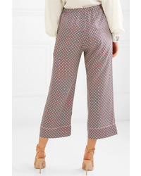 Fendi Cropped Printed Silk Charmeuse Pants
