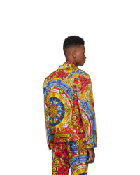 Moschino Multicolor Denim Roman Scarf Jacket
