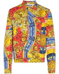 Moschino Roman Scarf Print Denim Jacket