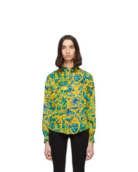 Versace Jeans Couture Green Leopard Barocco Print Shirt