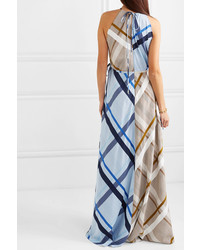 Lela Rose Plaid Woven Halterneck Gown