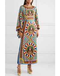Dolce & Gabbana Printed Stretch Silk Satin Maxi Dress