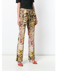 Moschino Vintage Ruffled Patchwork Print Flared Trousers