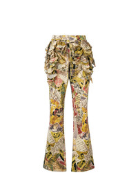 Moschino Vintage Ruffled Patchwork Print Flared Trousers