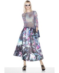 Emporio Armani Printed Duchess Satin Full Skirt