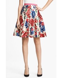 Oscar de la Renta Floral Print Full Skirt