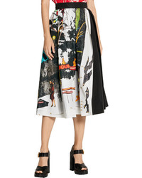 Prada Printed Silk Faille Midi Skirt