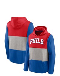 FANATICS Branded Redroyal Philadelphia 76ers Linear Logo Comfy Colorblock Tri Blend Pullover Hoodie