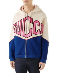 Gucci Game Logo Felted Cotton Jersey Zip Hoodie