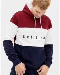 Burton Menswear Hoodie With Untitled Print In Colour Block Red