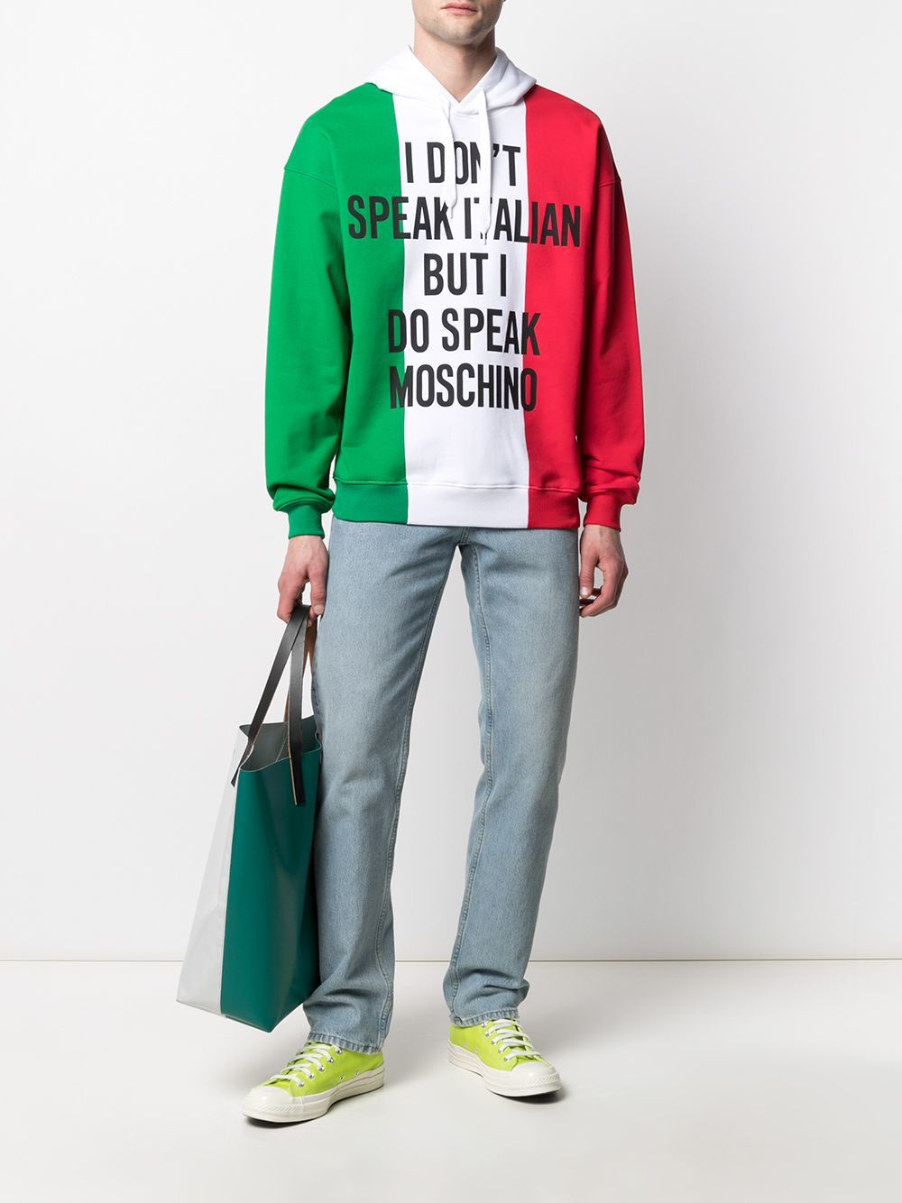 Moschino Italian Flag Logo Print Hoodie 413 Lookastic