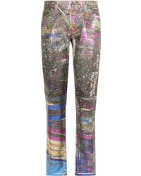 Dolce & Gabbana Holographic Print Straight Leg Jeans