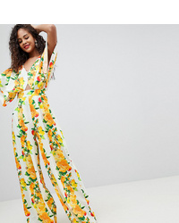 Asos Tall Asos Design Tall Kimono Jumpsuit With Wide Leg In Fruit Print