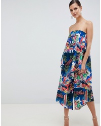 ASOS DESIGN Bandeau Jumpsuit In Tropical Holiday Print