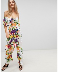 ASOS DESIGN Bright Fruity Beach Jumpsuit With Long Sleeve