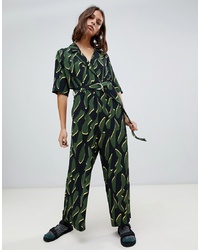 Weekday Squiggle Print Tailored Jumpsuit
