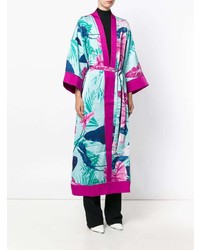 Iil7 Lace Up Print Kimono Cardigan
