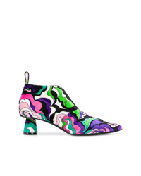 Multi colored Print Leather Ankle Boots
