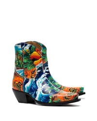 R13 Multicoloured Hawaii 25 Printed Leather Boots