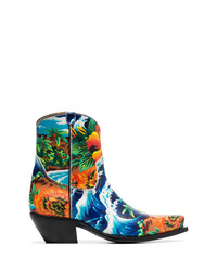 R13 Multicoloured Hawaii 25 Printed Leather Boots
