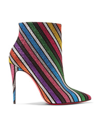 Christian Louboutin So Kate 100 Striped Glittered Leather Ankle Boots