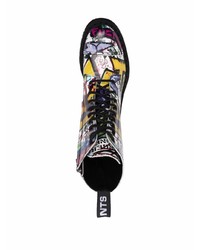 Vetements Graffiti Print Leather Ankle Boots