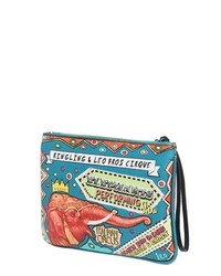 Elephants Circus Faux Leather Pouch
