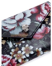 Alexander McQueen Skull Floral Print Leather Envelope Card Holder