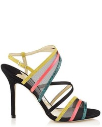 Jimmy Choo Visby Multi Coloured Mix Leather And Glossy Elaphe Sandals