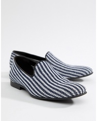 ASOS DESIGN Loafers In Navy And White Stripe