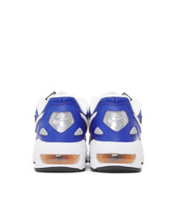 Nike White And Blue Air Max 2 Light Sneakers