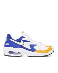 Nike White And Blue Air Max 2 Light Sneakers
