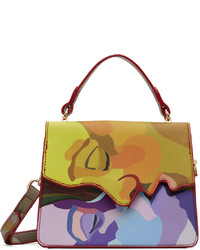 Multi colored Print Leather Messenger Bag