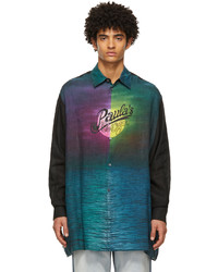 Multi colored Print Linen Long Sleeve Shirt