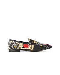 Gucci Black Angry Cat Print Loafers