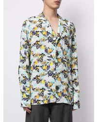 Sulvam Butterfly Print Button Up Shirt