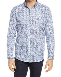 Johnston & Murphy Floral Print Button Up Shirt