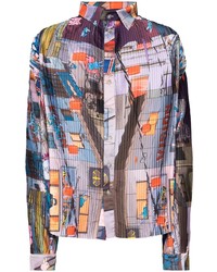 DUOltd Graphic Print Pliss Shirt