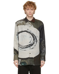 Song For The Mute Grey Multicolor Oversized Peach Shirt