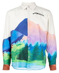 Fiorucci Mountain Print Logo Shirt