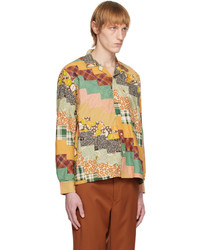 Bode Multicolor Diagonal Square Patchwork Shirt