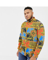 ASOS DESIGN Plus Regular Fit Shirt In Baroque Leopard Print In Viscose