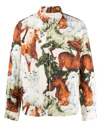 Kenzo Quilted Woven Horse Print Shirt