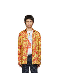 Versace Red And Gold Barocco Print Shirt