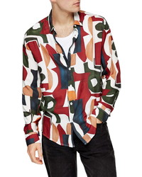Topman Slim Fit Painted Shapes Button Up Shirt