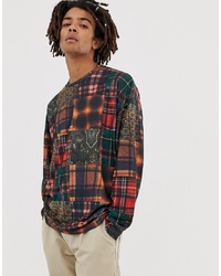 ASOS DESIGN Oversized Long Sleeve T Shirt With All Over Patchwork Check Print