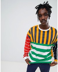 ASOS DESIGN Oversized Long Sleeve T Shirt With Extreme Contrast Colour Stripe